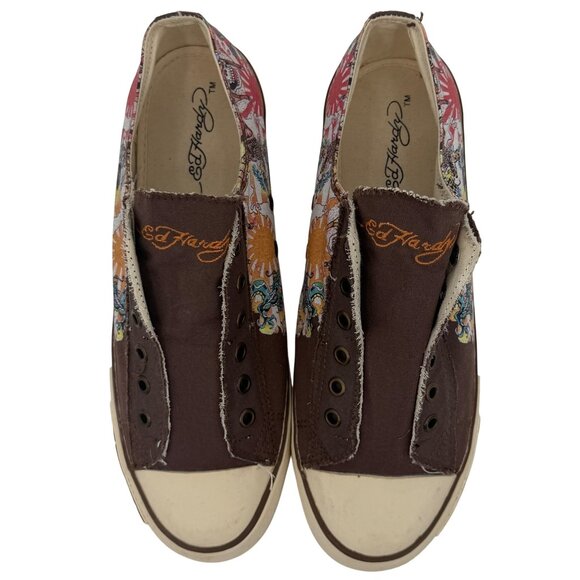 Vtg Y2K Ed Hardy Tattoo Canvas Sneakers | Streetwear Grunge Skater McBling Indie - Picture 15 of 16